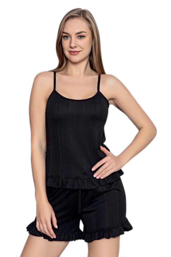 Arcan İp Askılı Kadın Şortlu Pijama Takımı 80115 | Siyah