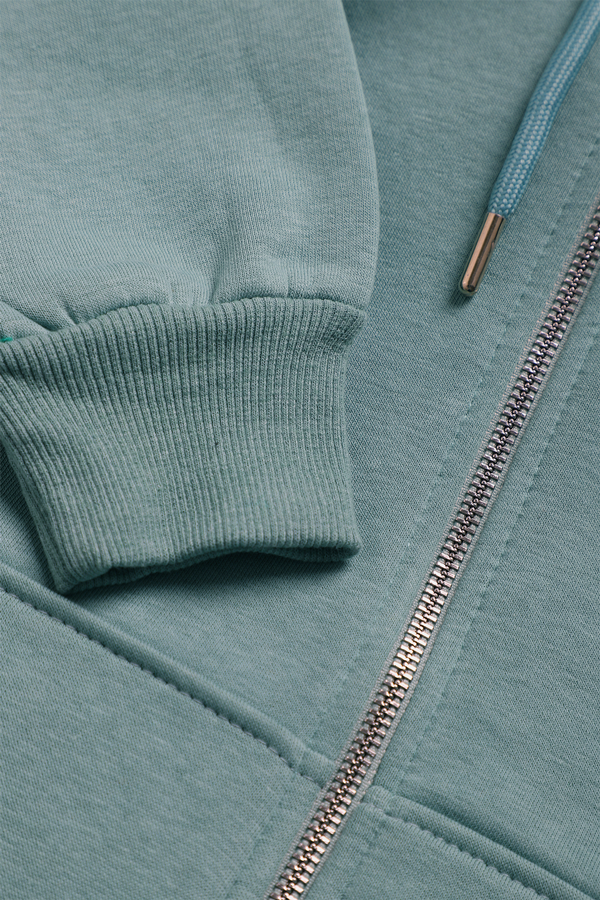 Kapşonlu Fermuarlı Sweatshirt 90209 | Su Yeşili