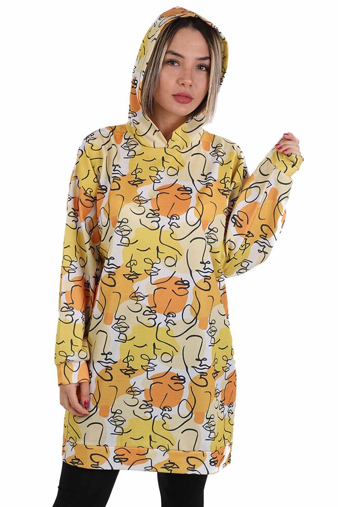 Baskılı Kadın Sweat 6503 | Sarı