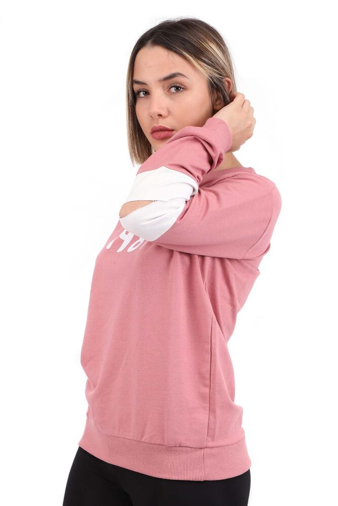 Hostes 1987 Baskılı Kadın Sweat 6501 | Gül Kurusu