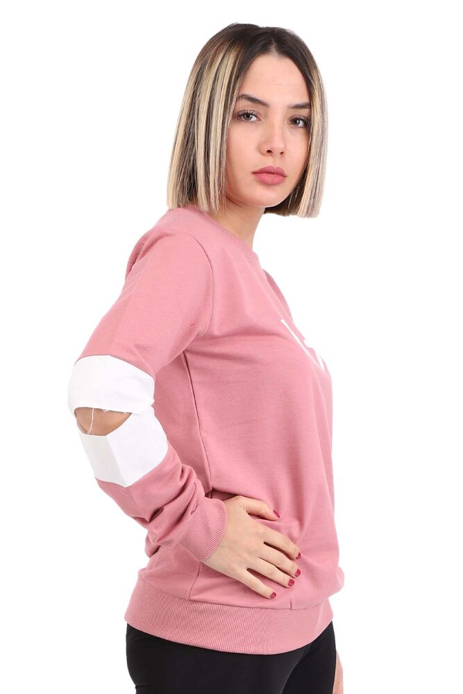 Hostes 1987 Baskılı Kadın Sweat 6501 | Gül Kurusu