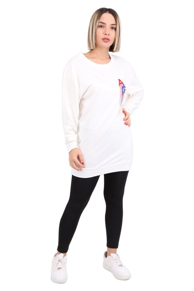 Angels Yazı Nakışlı Kadın Sweat 4142 | Krem
