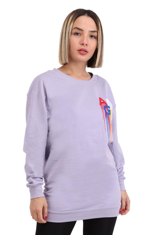 Angels Yazı Nakışlı Kadın Sweat 4142 | Mor