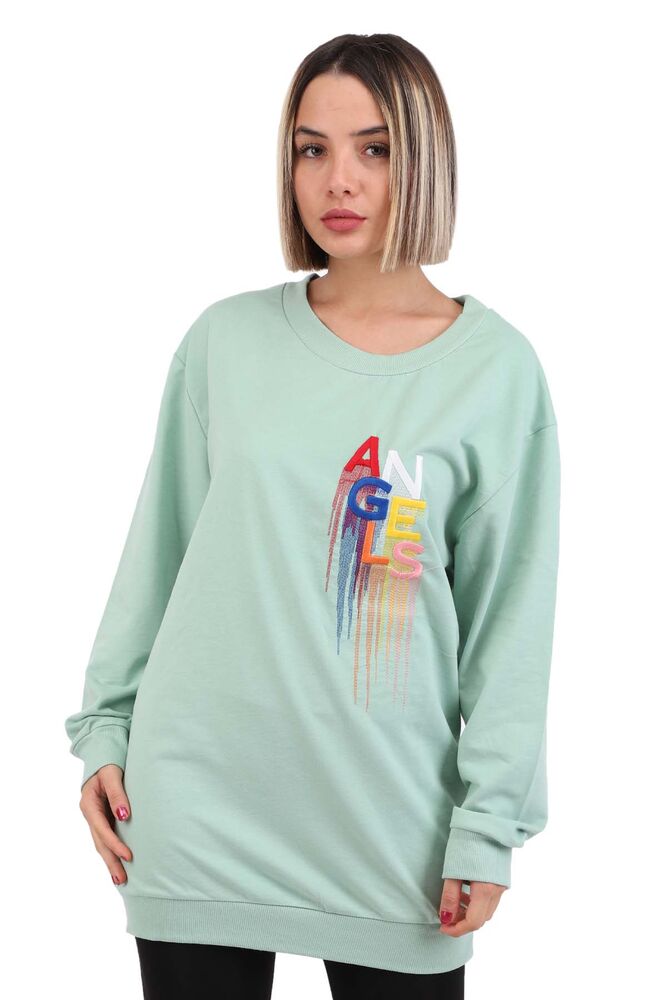 Angels Yazı Nakışlı Kadın Sweat 4142 | Yeşil
