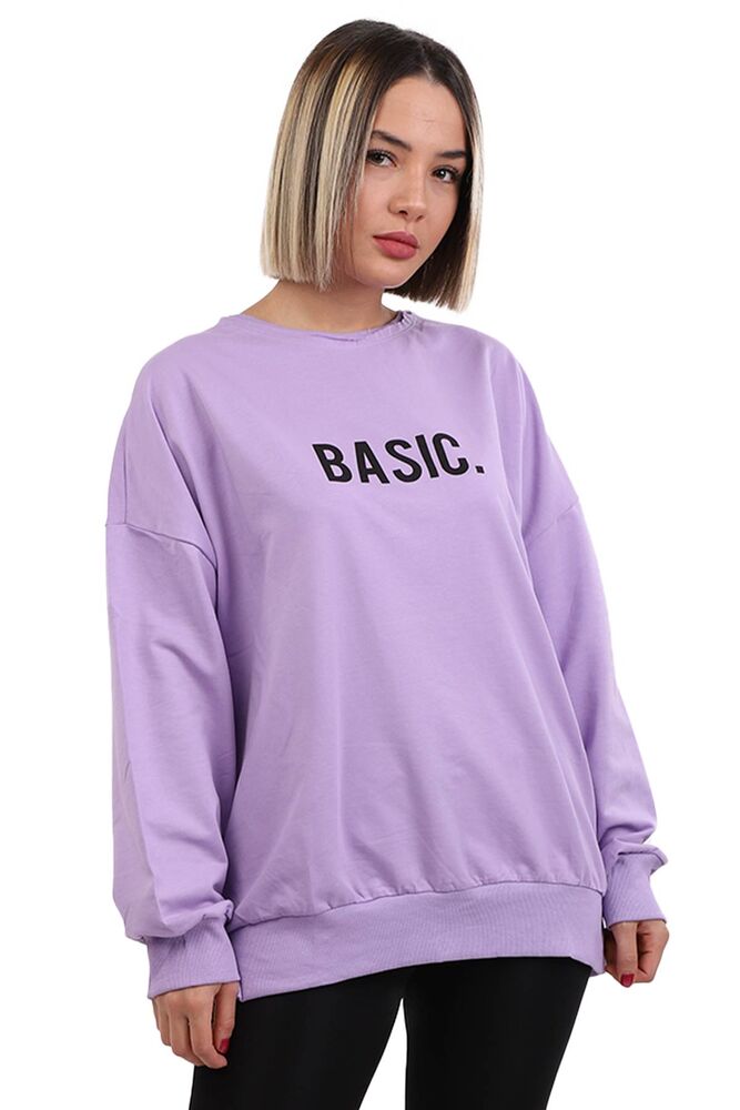 Basıc Baskılı Kadın Sweat | Lila