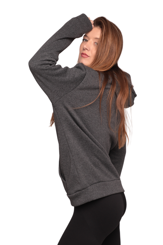 Kapşonlu 3 İplik Sweatshirt 0153 | Antrasit - Thumbnail