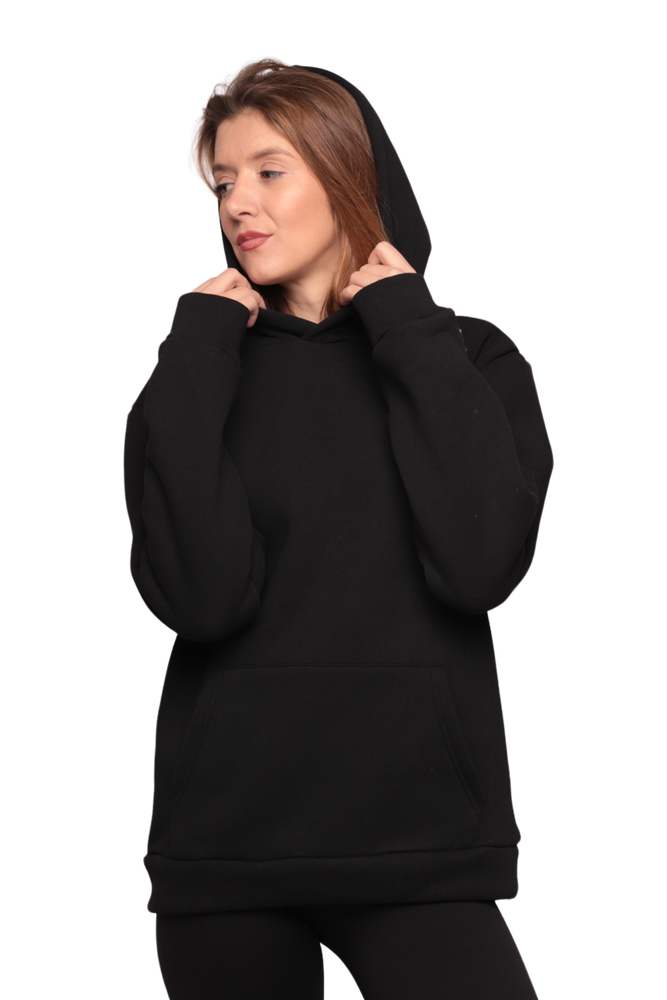 Kapşonlu 3 İplik Sweatshirt 0153 | Siyah