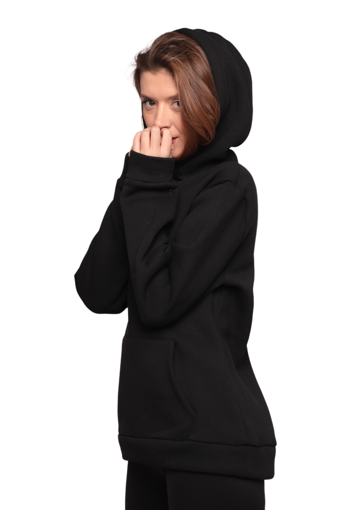 Kapşonlu 3 İplik Sweatshirt 0153 | Siyah