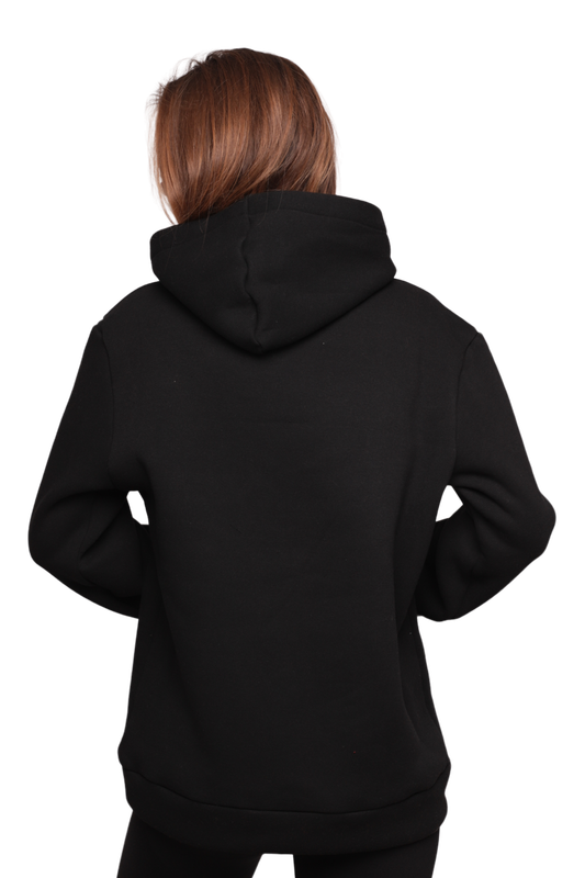 Kapşonlu 3 İplik Sweatshirt 0153 | Siyah - Thumbnail