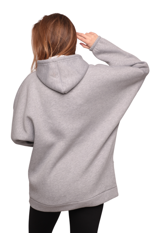 Kapşonlu 3 İplik Sweatshirt 3584 | Gri - Thumbnail