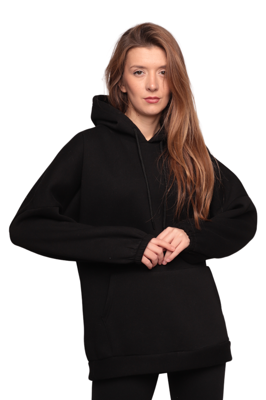 SİMİSSO - Kapşonlu 3 İplik Sweatshirt 3584 | Siyah
