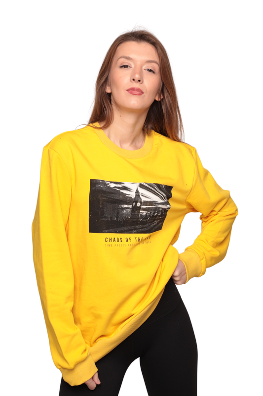SİMİSSO - Bisiklet Yaka Kadın Sweatshirt 0147 | Sarı