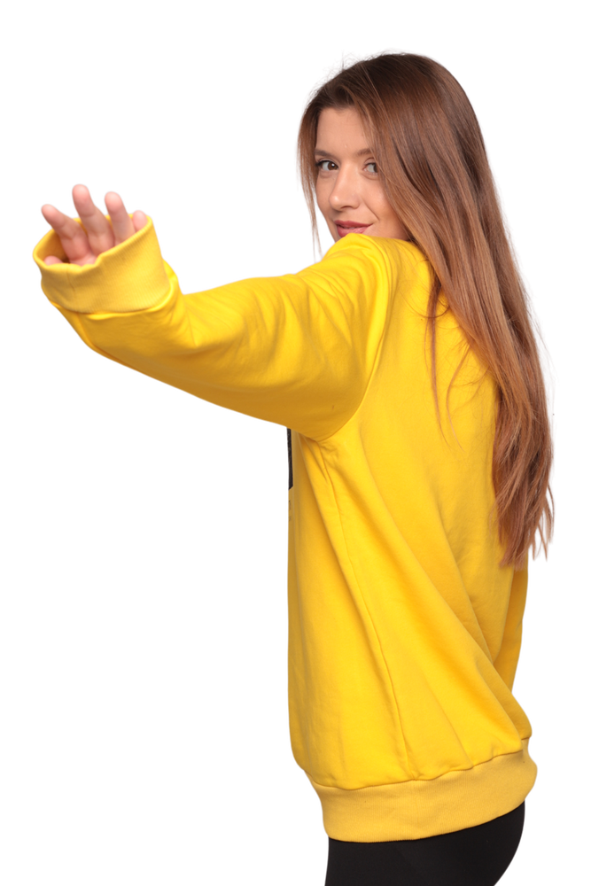 Bisiklet Yaka Kadın Sweatshirt 0147 | Sarı