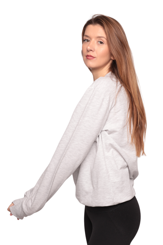 Bisiklet Yaka Kadın Sweatshirt 0149 | Açık Gri