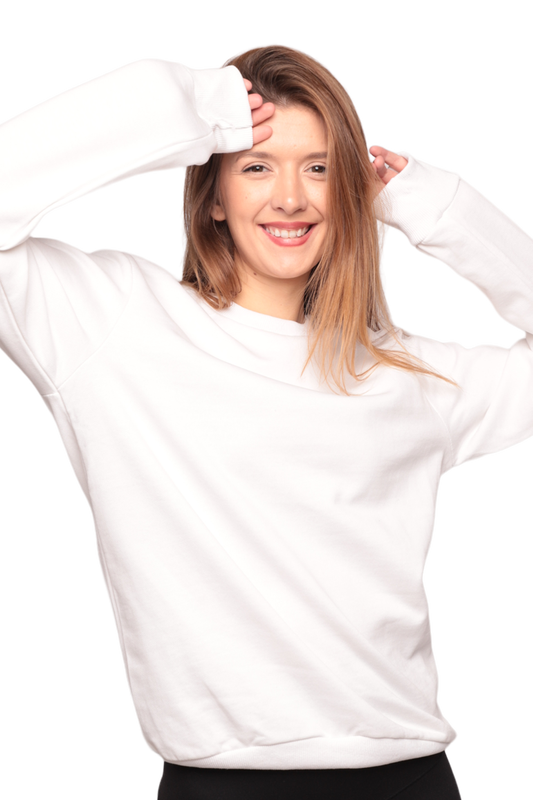 SİMİSSO - Bisiklet Yaka Kadın Sweatshirt 0149 | Beyaz