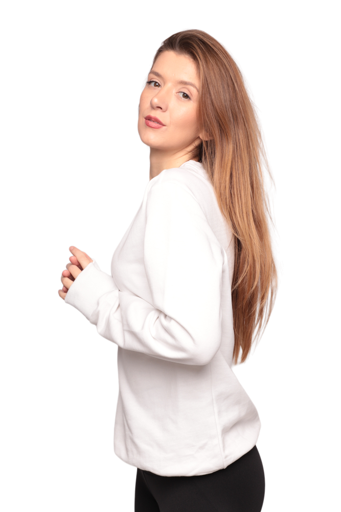 Bisiklet Yaka Kadın Sweatshirt 0149 | Beyaz