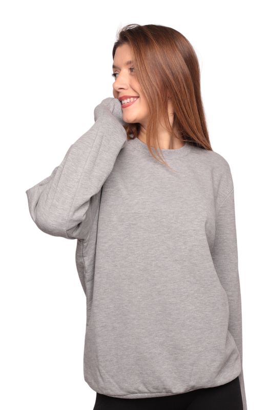 SİMİSSO - Bisiklet Yaka Kadın Sweatshirt 0149 | Gri
