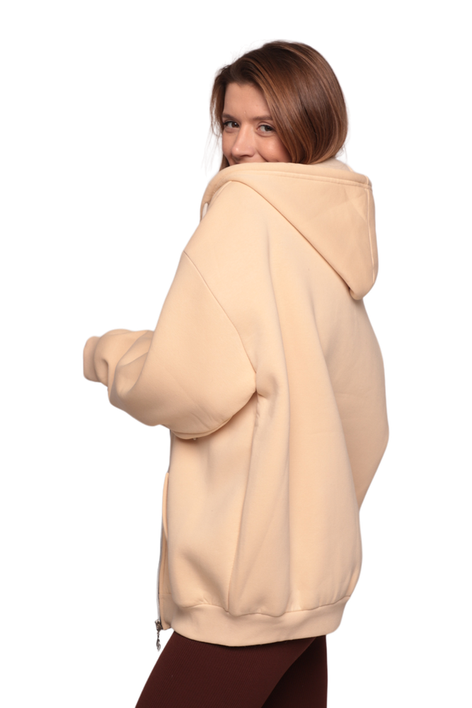 Fermuarlı 3 İplik Kadın Sweatshirt 3556 | Bej