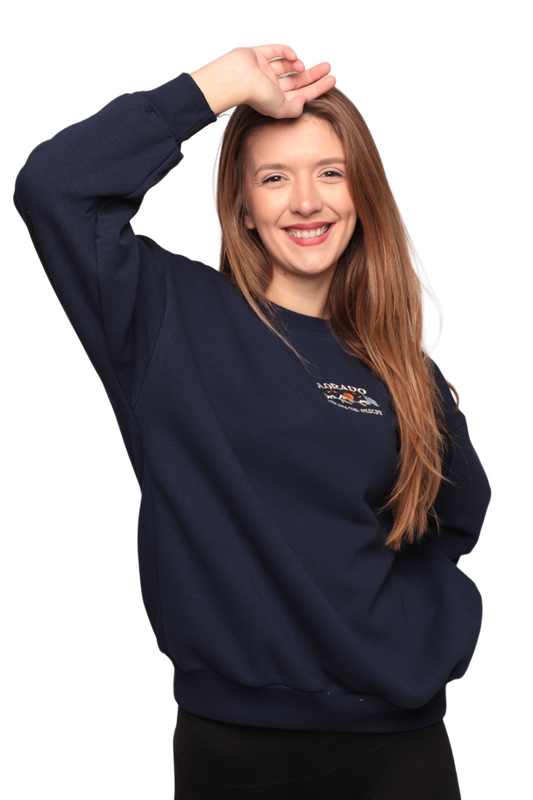 SİMİSSO - Nakışlı 3 İplik Kadın Sweatshirt 5808 | Lacivert