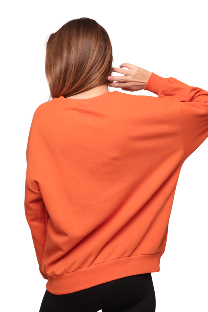 Nakışlı 3 İplik Kadın Sweatshirt 5808 | Turuncu