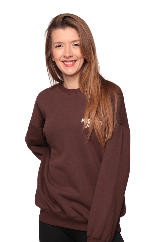 SİMİSSO - Baskılı 3 İplik Kadın Sweatshirt 5810 | Kahve