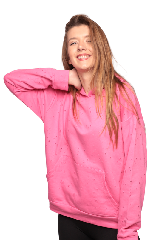 SİMİSSO - Kapşonlu Kadın Sweatshirt 0150 | Pembe