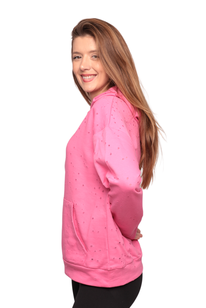 Kapşonlu Kadın Sweatshirt 0150 | Pembe