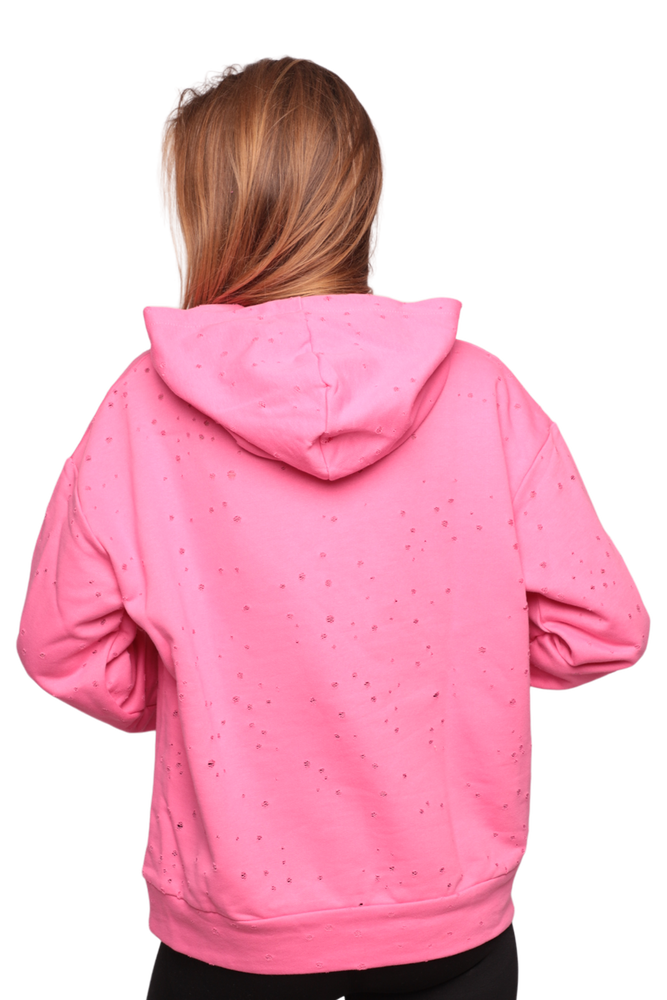 Kapşonlu Kadın Sweatshirt 0150 | Pembe
