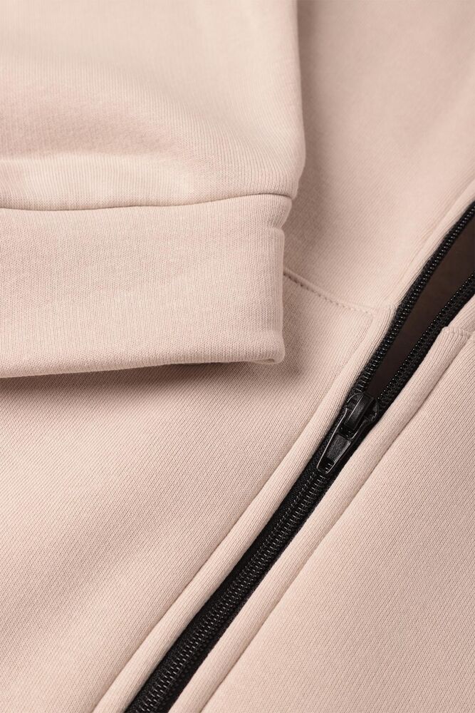 Kapşonlu Fermuarlı Sweatshirt | Taş