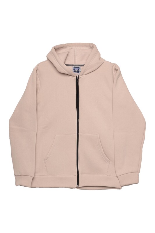 SİMİSSO - Kapşonlu Fermuarlı Sweatshirt | Taş