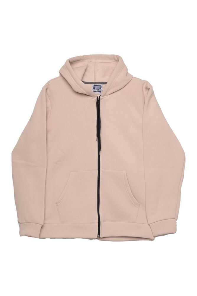 Kapşonlu Fermuarlı Sweatshirt | Taş