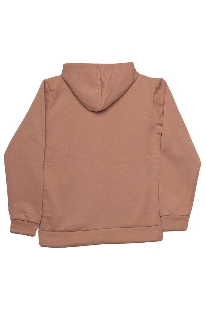 Kapşonlu Fermuarlı Sweatshirt | Açık Kahve