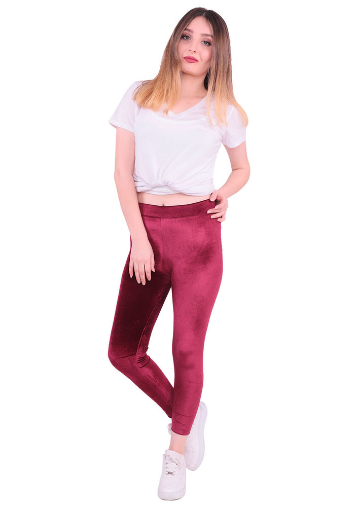 Jiber Bordo Kadife Tayt 3827 | Bordo