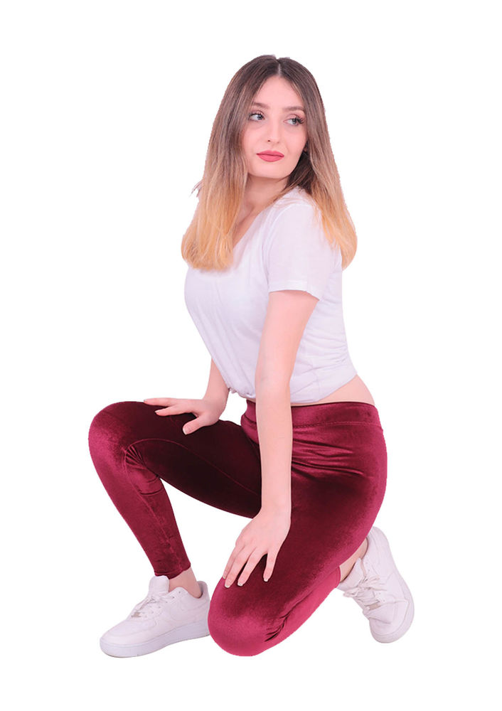 Jiber Bordo Kadife Tayt 3827 | Bordo