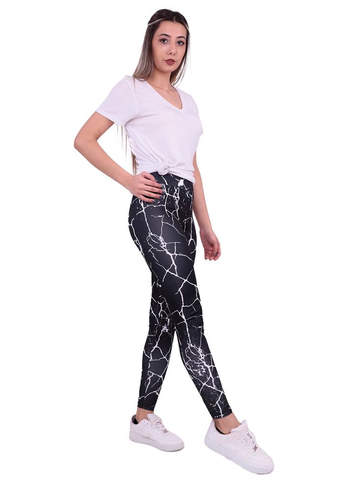 Siyah Mermer Desenli Tayt 89636 | Siyah