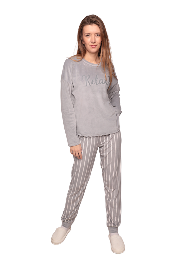 Kadın Kadife Pijama Takımı 13301-8 | Gri