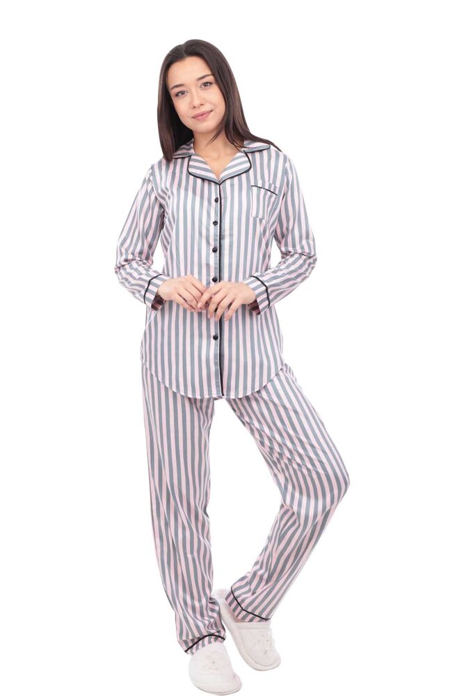 Aydoğan Poplin Uzun Kollu Gömlek Kadın Pijama Takımı 14025 | Pembe