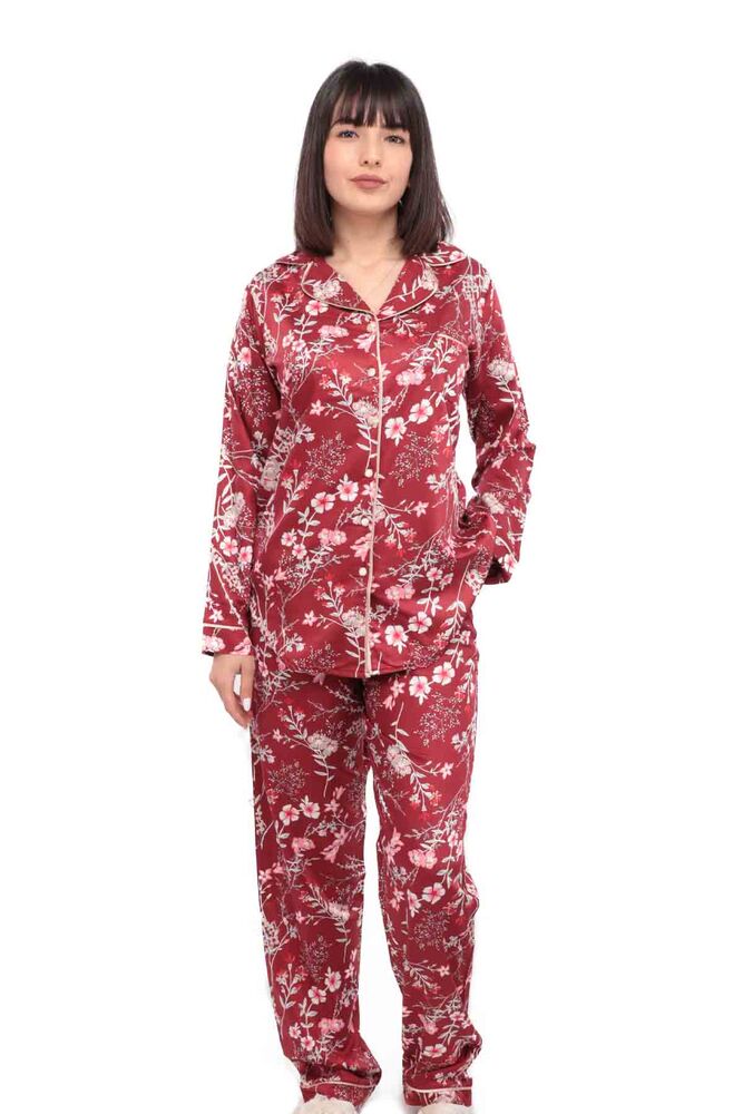 Aydoğan Poplin Uzun Kollu Gömlek Kadın Pijama Takımı 14045 | Kırmızı