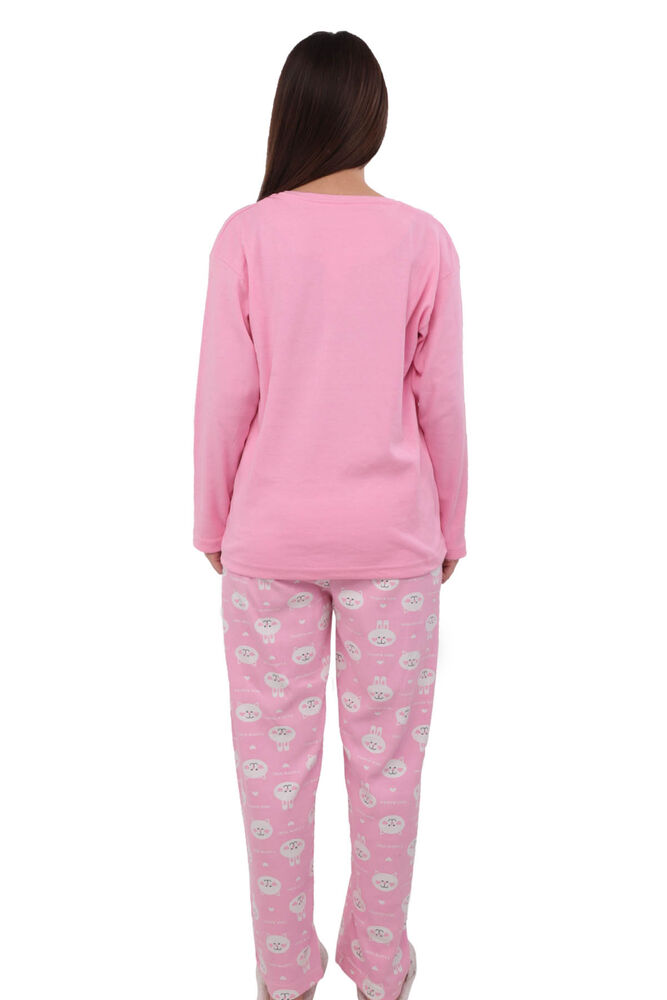 Kedi Baskılı Uzun Kollu Kadın Pijama Takımı 389 | Pembe