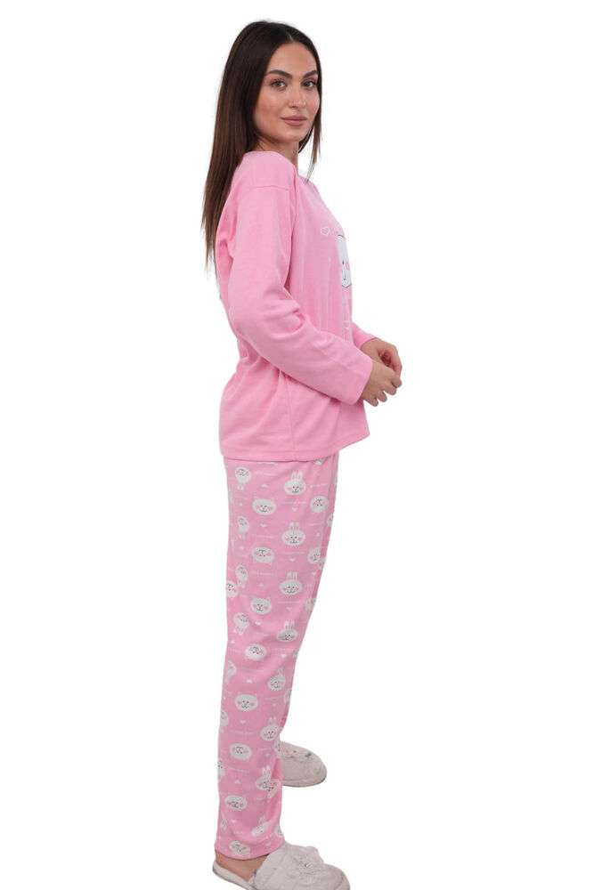 Kedi Baskılı Uzun Kollu Kadın Pijama Takımı 389 | Pembe