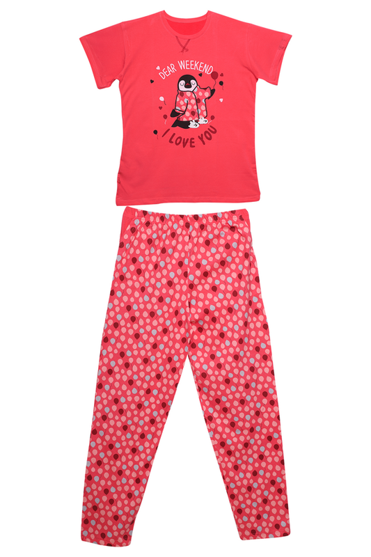 IŞILAY - Desenli Kadın Pijama Takım 5144 | Fuşya