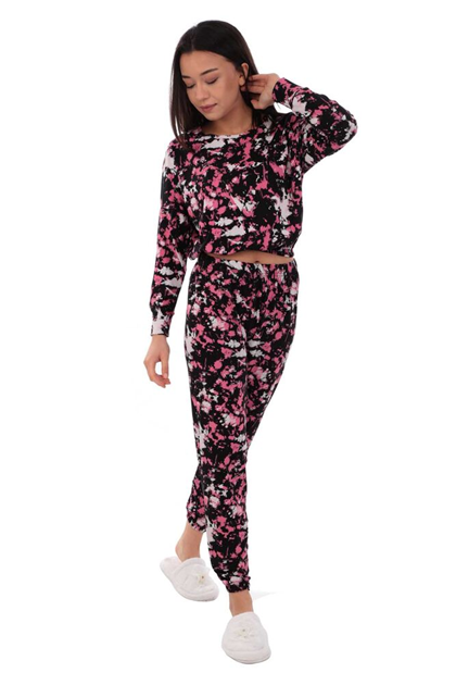 Koza Desenli Kadın Pijama Takımı 70554 | Siyah