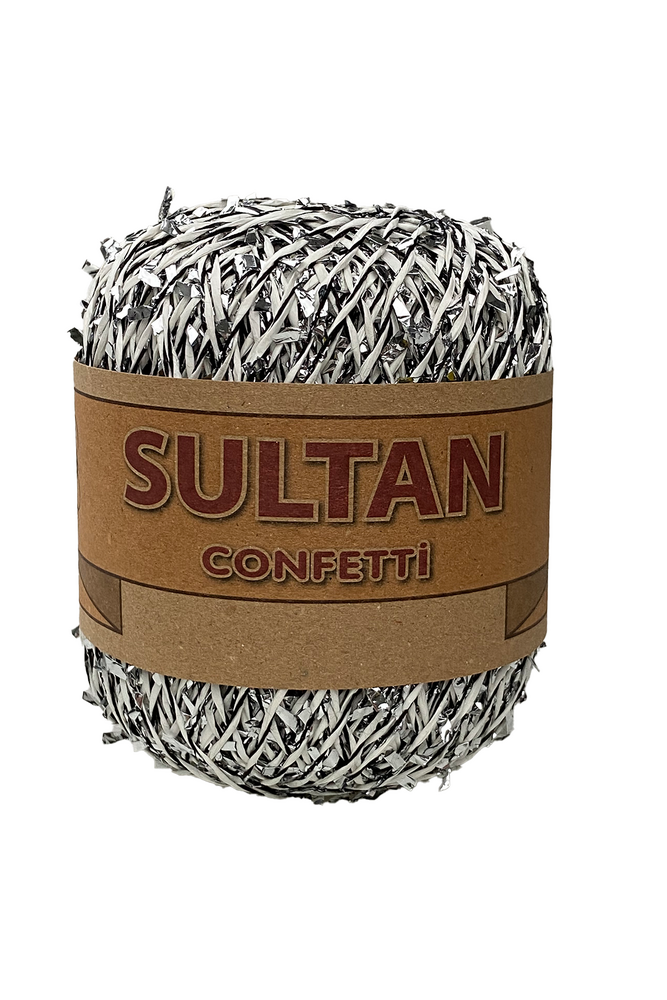 Konfetili İp 50 gr. 65 mt. | Beyaz Gümüş