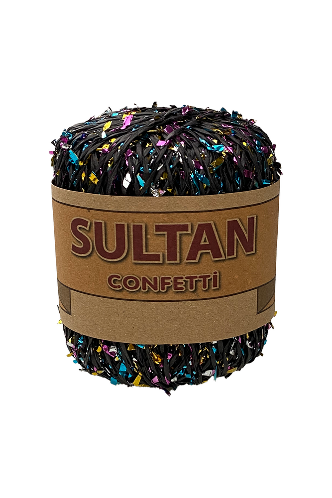 Konfetili İp 50 gr. 65 mt. | Siyah Çok Renkli