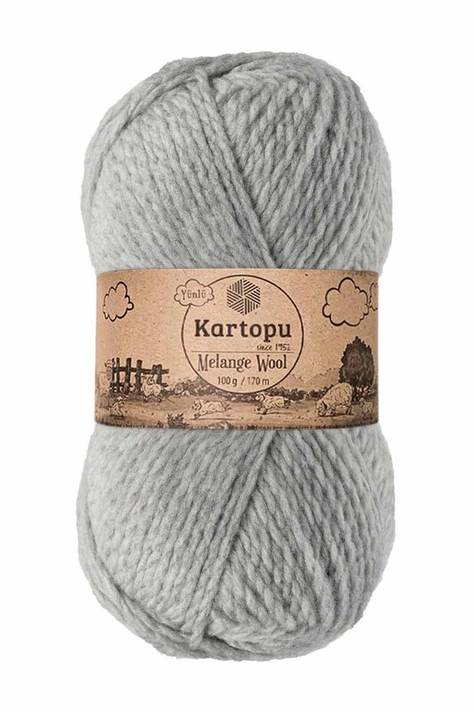 KARTOPU - Kartopu Melange Wool El Örgü İpi Gri K1000