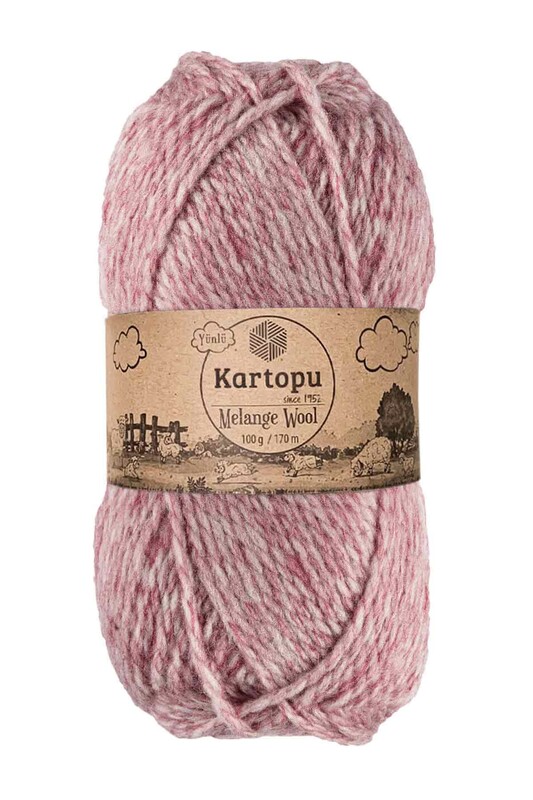 KARTOPU - Kartopu Melange Wool El Örgü İpi Gül Kurusu K9005