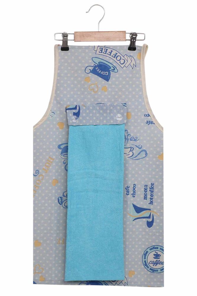 Patterned Kitchen Apron Blue