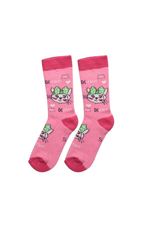 ARC - Kedicik Baskılı Kız Çocuk Çorap 314 | Pembe