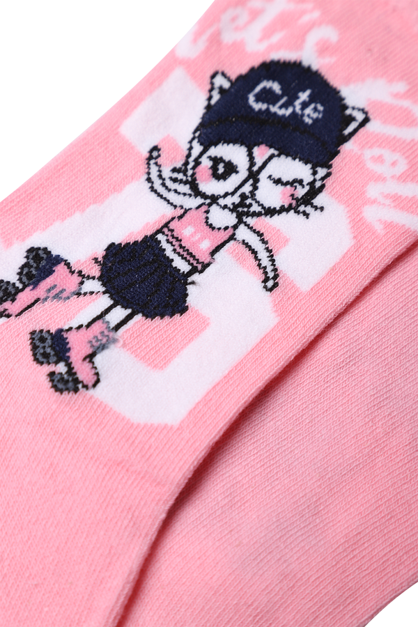 Baskılı Kız Çocuk Çorap Model 1 | Pembe