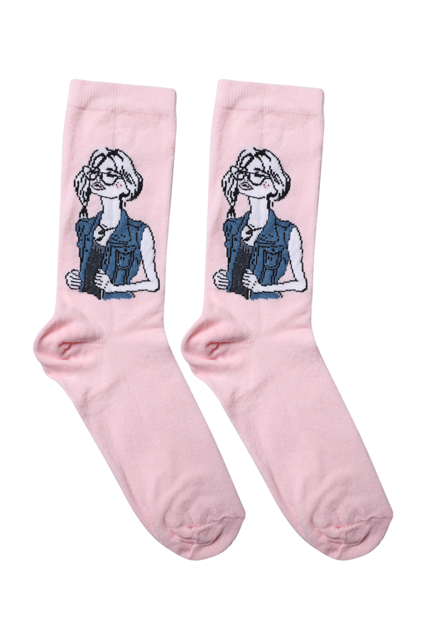 Baskılı Kız Çocuk Çorap Model 4 | Pembe